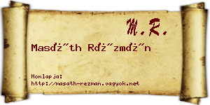 Masáth Rézmán névjegykártya
